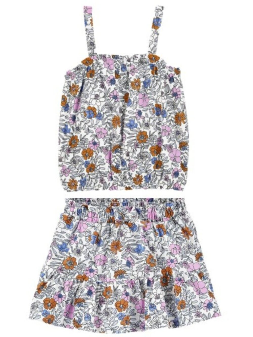 WT. CARTER'S Girls Floral Tank Top & Skort 2pc Set